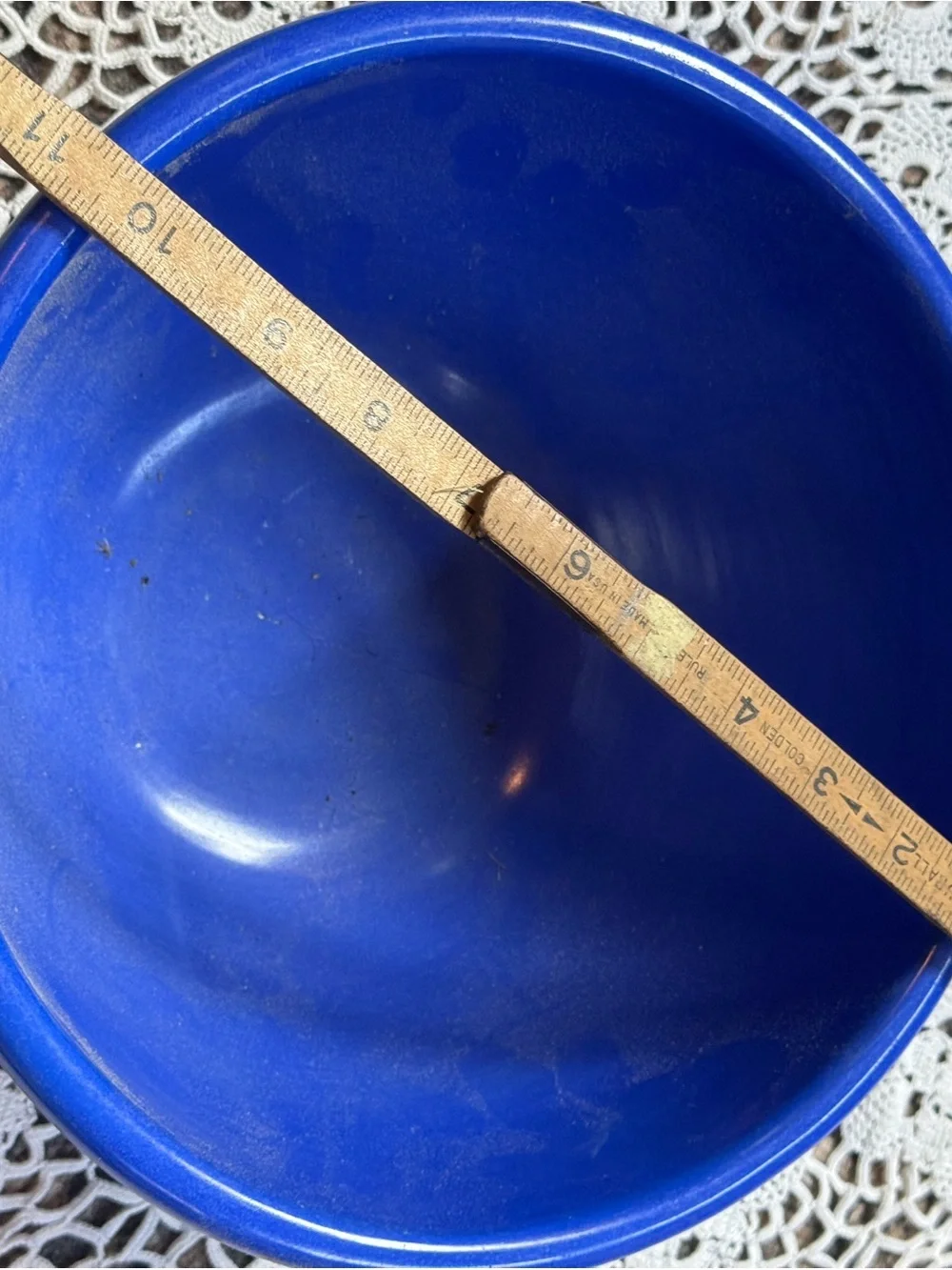 Vintage Blue Ceramic Mixing Bowl - Deep Cobalt Finish